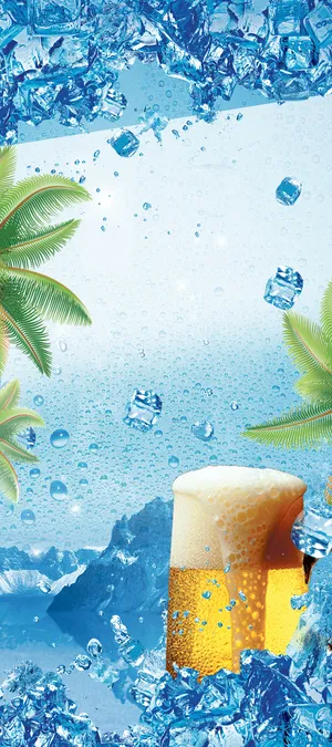 蓝色冰镇啤酒促销展架高清