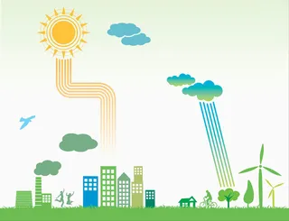 扁平卡通城市剪影背景素材高清