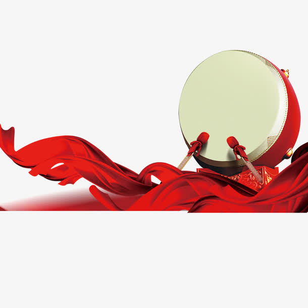 锣鼓彩旗图案免抠