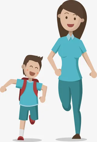 带小孩上学的妈妈免抠