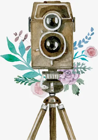 创意卡通水彩相机装饰图案免抠