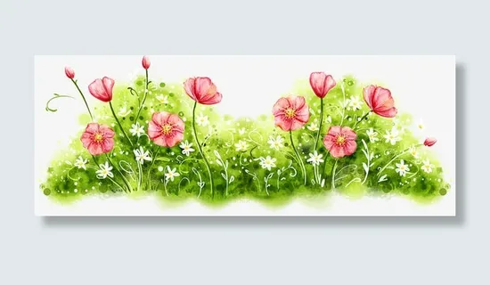 手绘花卉春天风景免抠