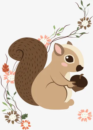 卡通森系松鼠装饰图案免抠