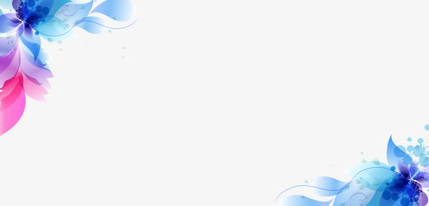 渐变色彩绚丽边角装饰花朵免抠