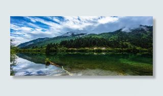 唯美四川九寨沟湖畔旅游海报背景图高清