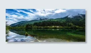 唯美四川九寨沟湖畔旅游海报背景图高清