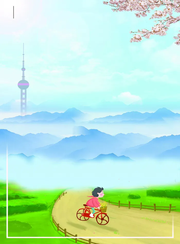 春天踏青简约背景高清