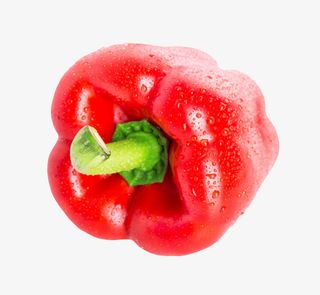 红色美味放倒带水珠的红灯笼椒实免抠