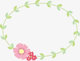 绿色春季花朵树藤框架免抠