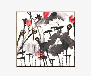 中国风水墨画家居挂画免抠