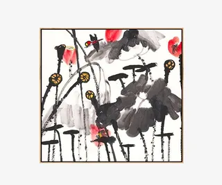 中国风水墨画家居挂画免抠