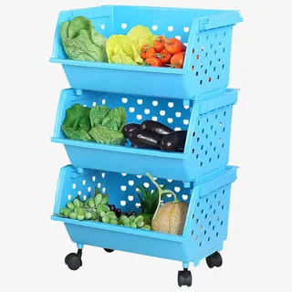 蓝色滚轮置物筐免抠