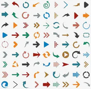 五彩箭头小团案免抠