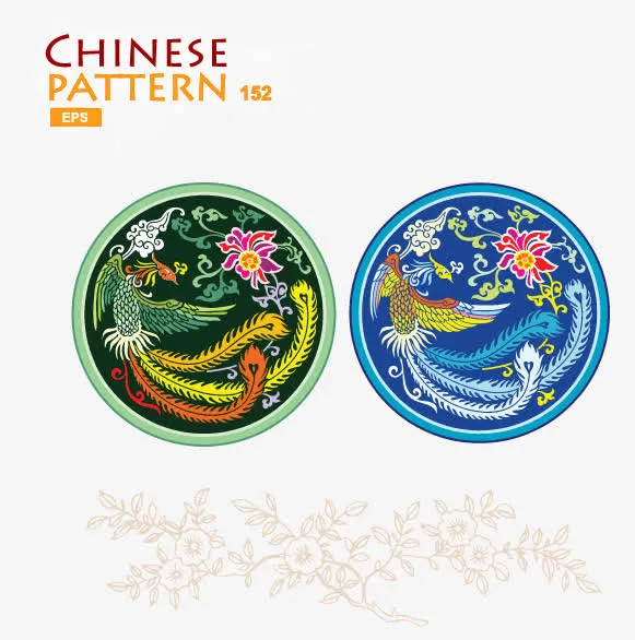 矢量中国风彩色凤凰图标免抠