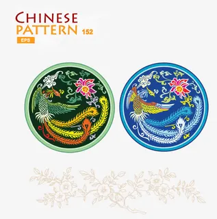 矢量中国风彩色凤凰图标免抠