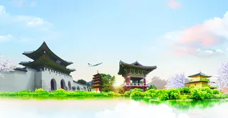 清新韩国游海报背景素材高清