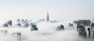 云雾城市简约商务建筑banner高清