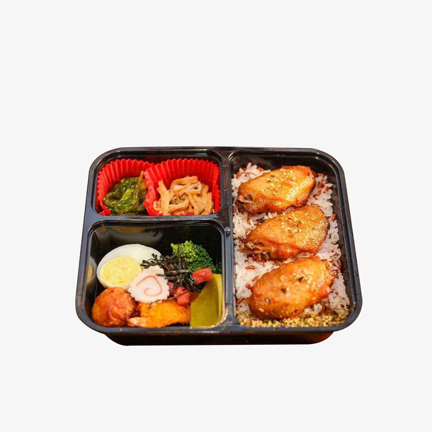 实物鸡翅便当盒饭素材免抠