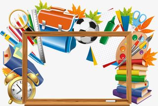 卡通手绘学习用具立体装饰边框免抠