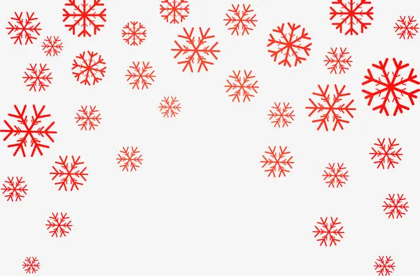 红色冬日雪花卡通免抠