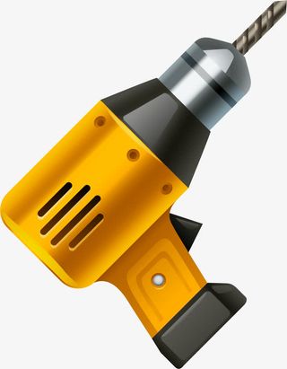 卡通黄色电钻免抠