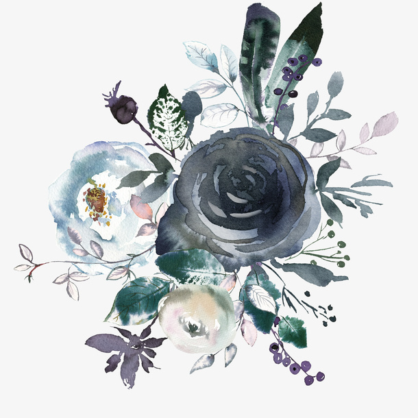 卡通手绘灰色的花朵免抠