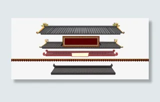 房檐卡通中国风屋檐免抠