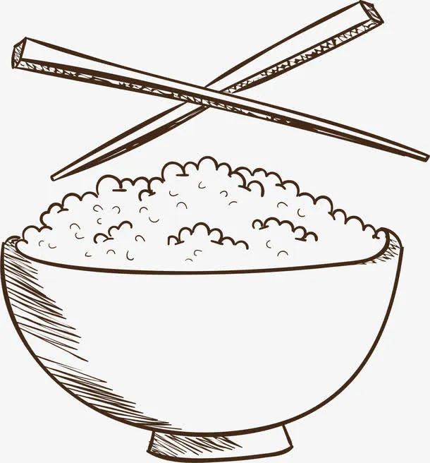 米饭筷子PNG矢量元素免抠
