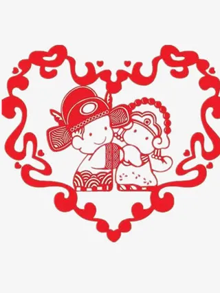 结婚剪纸矢量图免抠