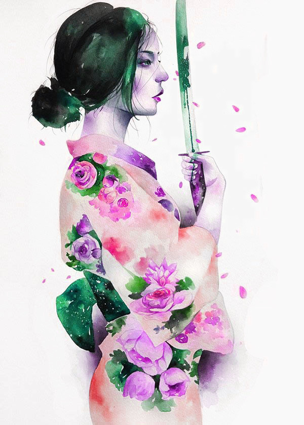 风格插画美女免抠