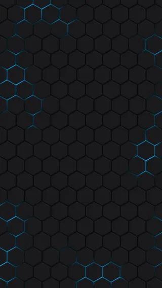 六边形蜂巢黑底蓝色海报背景