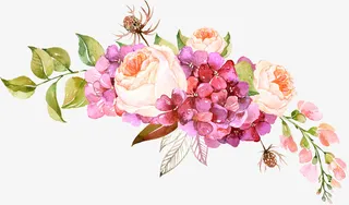 紫色美丽春季花丛免抠