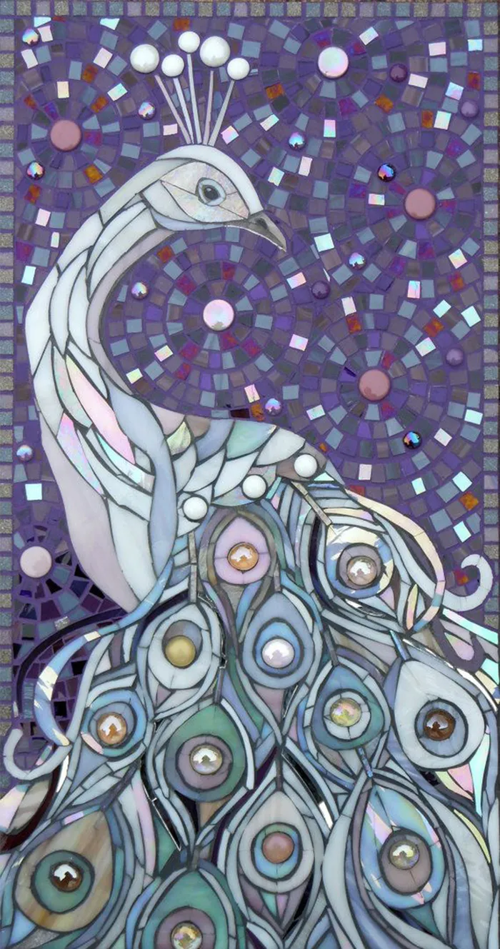 文艺手绘紫色孔雀艺术背景素材高清