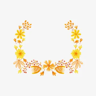 黄色花卉花环免抠