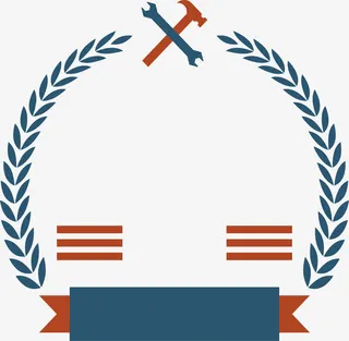 蓝色树叶装饰标题框免抠