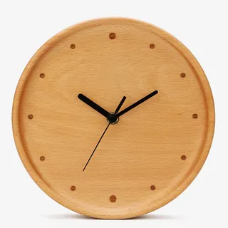 创意实木时钟免抠