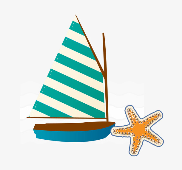 帆船海星夏日 .夏天素材 夏 立夏 暑天PNG免抠