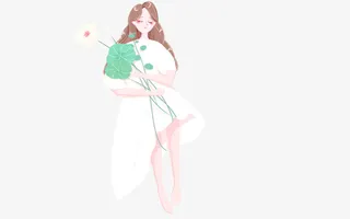 怀抱荷花的小女孩免抠