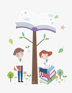 手绘学习的孩子场景图免抠