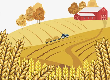 装饰插图机械收割机收割麦子免抠