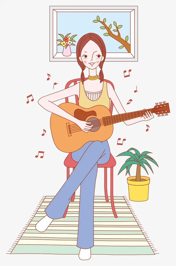 弹吉他的女孩免抠