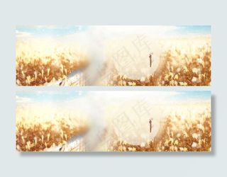 淘宝秋天唯美稻草女装背景banner