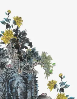 水墨画图案免抠