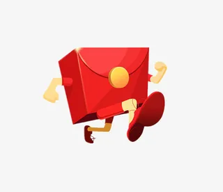手绘卡通奔跑的红包免抠