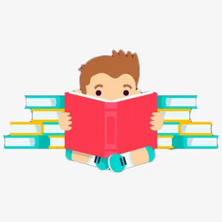 卡通儿童看书装饰元素免抠