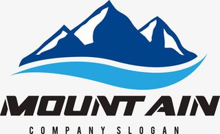 蓝色山峰标志素材图免抠