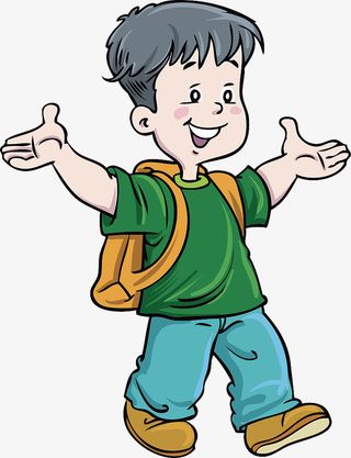可爱背书包小男孩张开双臂免抠