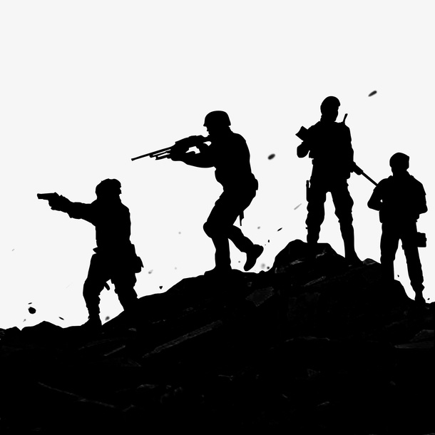 枪战人物剪影免抠