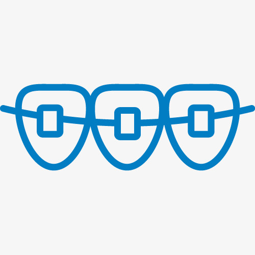 卡通三颗蓝色的牙齿矫正插画免抠免抠