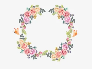 手绘主题花环边框免抠